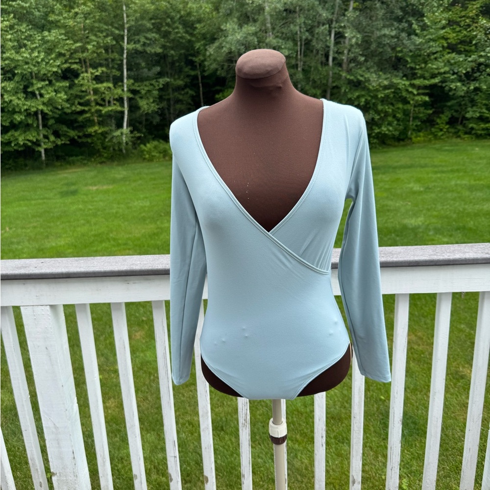 Abercrombie & Fitch Blue Fitted Wrap Bodysuit